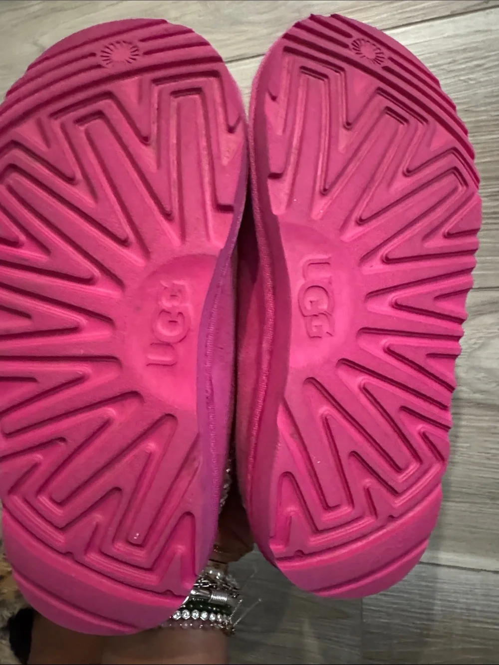 UGG Kids Pink Shearling-Lined Slippers